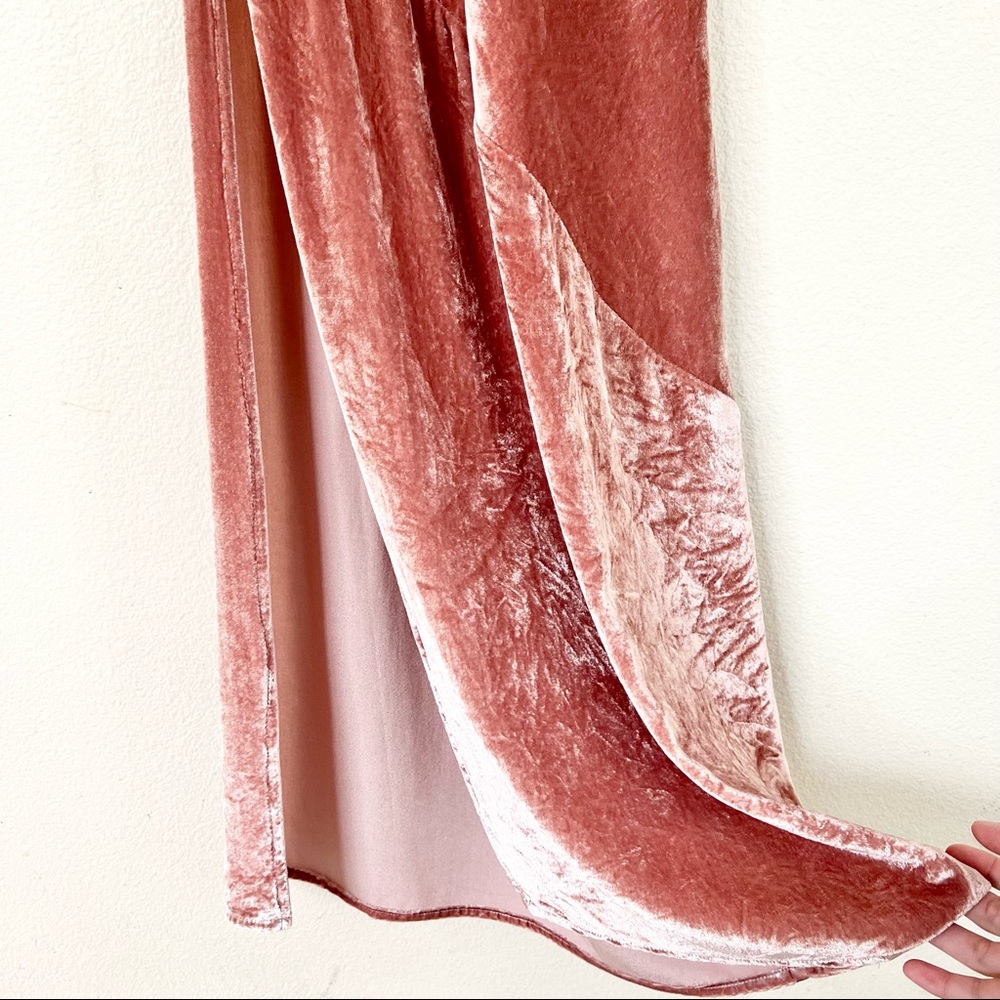 FLEUR DU MAL Platinum Rose Velvet Silk Slip Maxi Dress in Pink - Picture 7 of 11